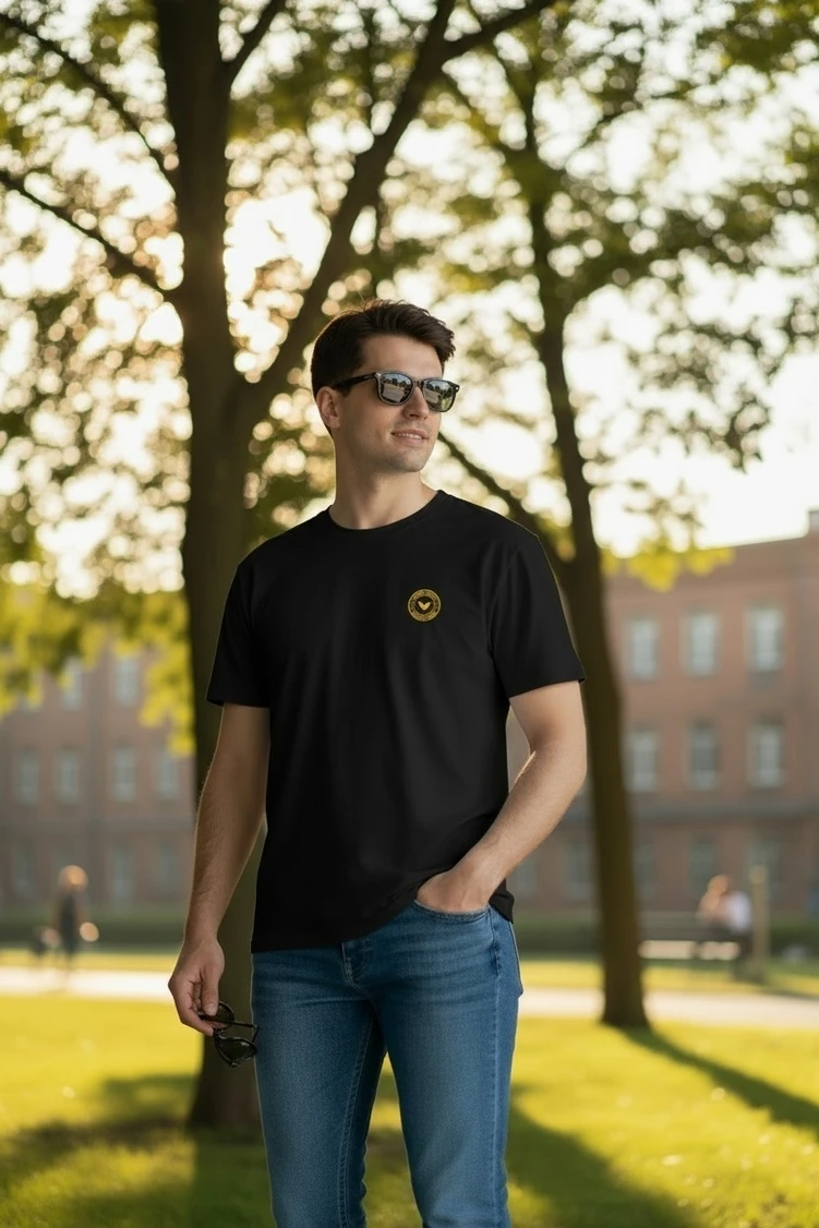 Wrath Men Embroidered Round Neck Pure Cotton Orange T-Shirt