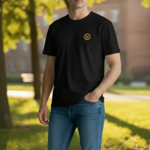 Wrath Men Embroidered Round Neck Pure Cotton Orange T-Shirt