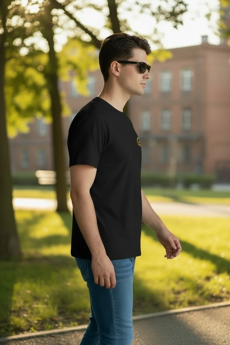 Wrath Men Embroidered Round Neck Pure Cotton Orange T-Shirt